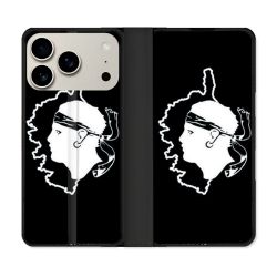 Housse cuir portefeuille Pour Iphone 17 Pro Max Voyage Corse Noir