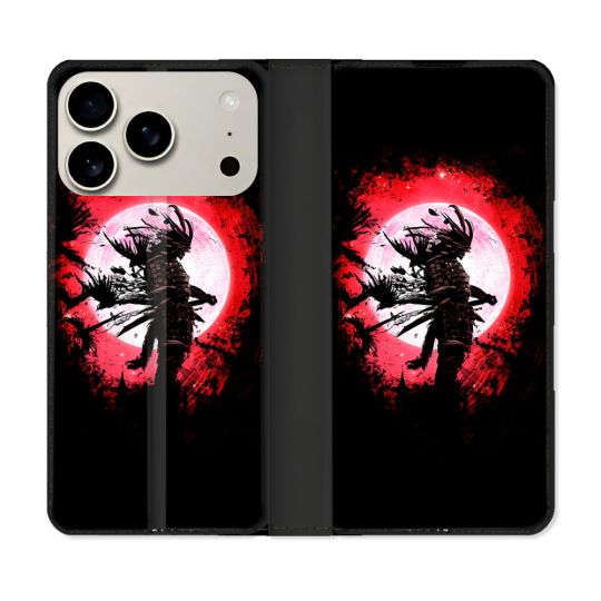 Housse cuir portefeuille Pour Iphone 17 Pro Max Voyage Japon Samourai