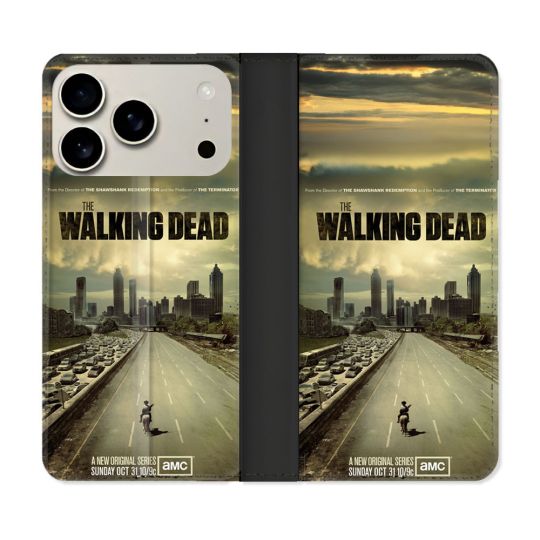 Housse cuir portefeuille Pour Iphone 17 Pro Max Walking Dead