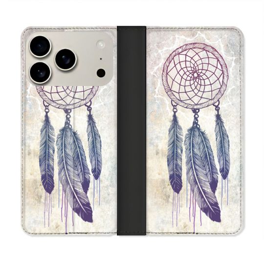 Housse cuir portefeuille Pour Iphone 17 Pro Max Zen Attrape Reve Blanc