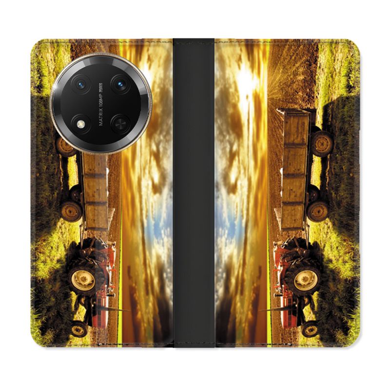 Housse cuir portefeuille Pour Honor Magic 7 Lite 5G Agriculture Tracteur Color