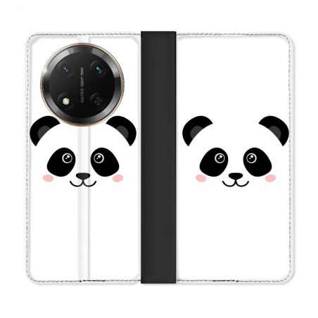 Housse cuir portefeuille Pour Honor Magic 7 Lite 5G Animal Panda Blanc