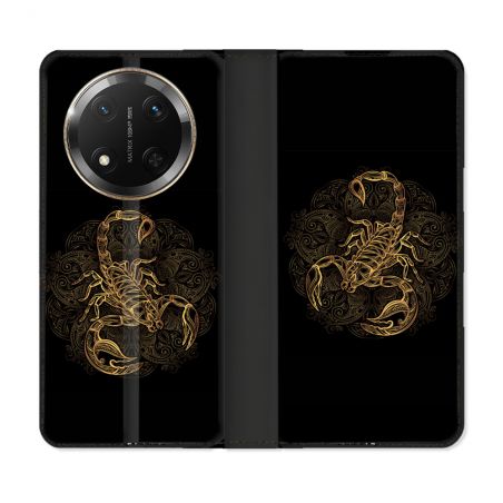 Housse cuir portefeuille Pour Honor Magic 7 Lite 5G Animal Scorpion Fresque