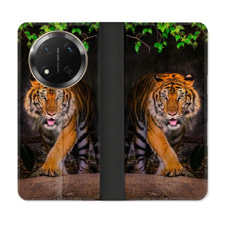 Housse cuir portefeuille Pour Honor Magic 7 Lite 5G Animal Tigre Jungle