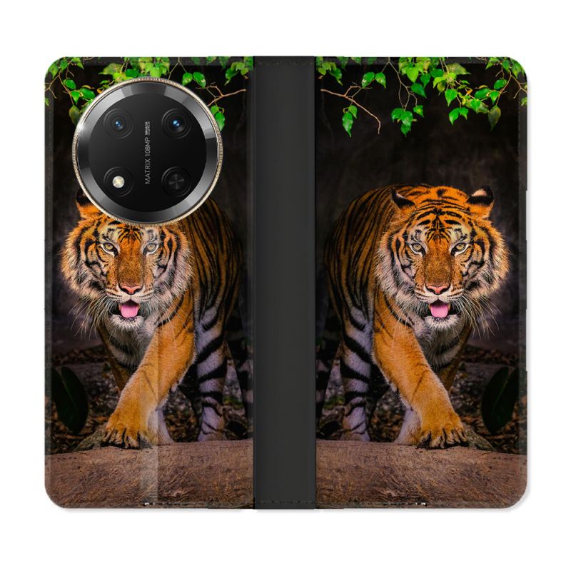 Housse cuir portefeuille Pour Honor Magic 7 Lite 5G Animal Tigre Jungle