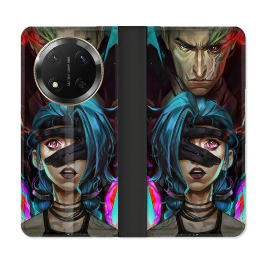 Housse cuir portefeuille Pour Honor Magic 7 Lite 5G Arcane Jinx Bleu