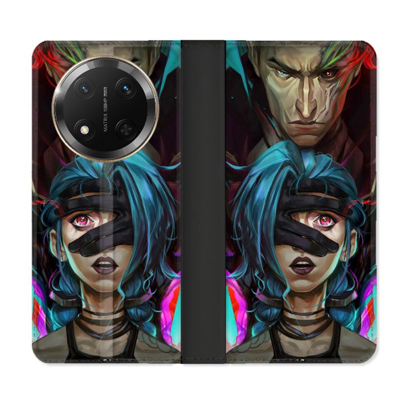 Housse cuir portefeuille Pour Honor Magic 7 Lite 5G Arcane Jinx Bleu