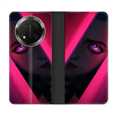 Housse cuir portefeuille Pour Honor Magic 7 Lite 5G Arcane Jinx Rose