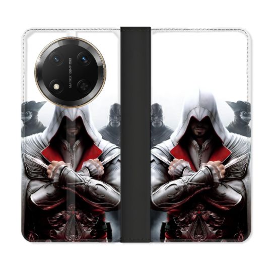Housse cuir portefeuille Pour Honor Magic 7 Lite 5G Assassin Creed Mask