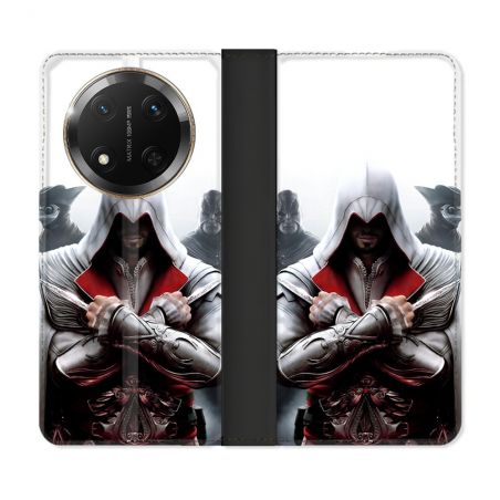 Housse cuir portefeuille Pour Honor Magic 7 Lite 5G Assassin Creed Mask