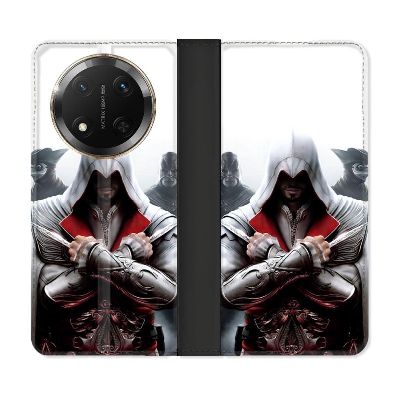 Housse cuir portefeuille Pour Honor Magic 7 Lite 5G Assassin Creed Mask