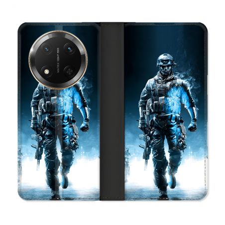 Housse cuir portefeuille Pour Honor Magic 7 Lite 5G Call Of Duty Guerrier