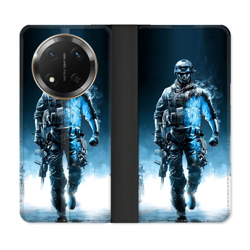 Housse cuir portefeuille Pour Honor Magic 7 Lite 5G Call Of Duty Guerrier