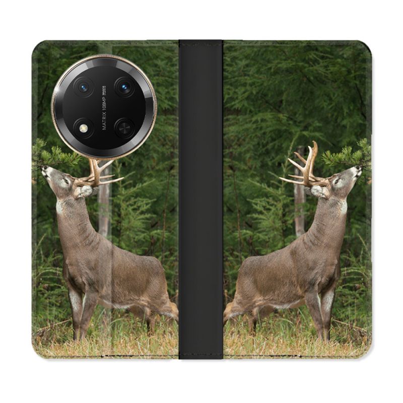 Housse cuir portefeuille Pour Honor Magic 7 Lite 5G Chasse Cerf