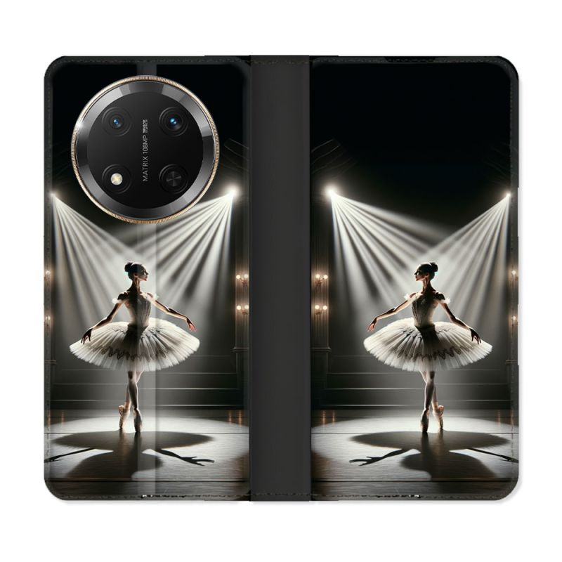 Housse cuir portefeuille Pour Honor Magic 7 Lite 5G Danseuse Lumière
