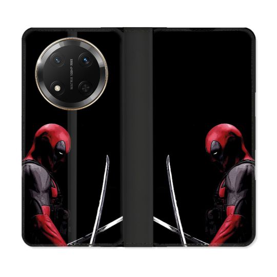 Housse cuir portefeuille Pour Honor Magic 7 Lite 5G Deadpool Epee
