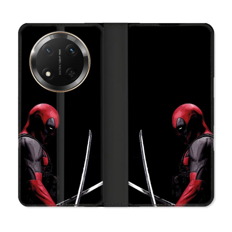 Housse cuir portefeuille Pour Honor Magic 7 Lite 5G Deadpool Epee