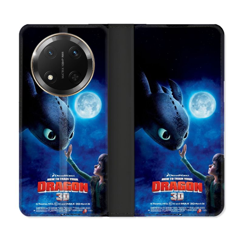 Housse cuir portefeuille Pour Honor Magic 7 Lite 5G Dragons Affiche