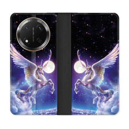 Housse cuir portefeuille Pour Honor Magic 7 Lite 5G Fantastique Licorne Céleste