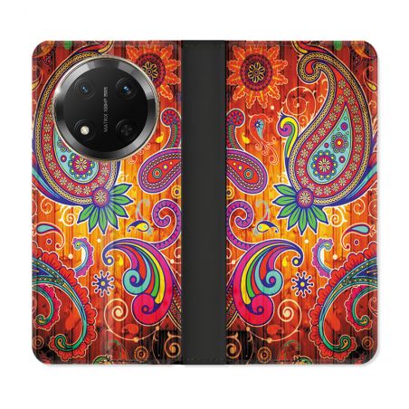 Housse cuir portefeuille Pour Honor Magic 7 Lite 5G Fleur Psychedelic