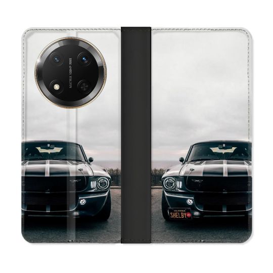 Housse cuir portefeuille Pour Honor Magic 7 Lite 5G Ford Mustang GT500 Vintage