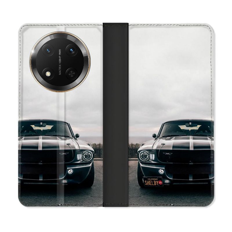Housse cuir portefeuille Pour Honor Magic 7 Lite 5G Ford Mustang GT500 Vintage