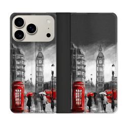 Housse cuir portefeuille Pour Iphone 17 Pro Voyage Angleterre Londres Vintage