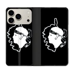 Housse cuir portefeuille Pour Iphone 17 Pro Voyage Corse Noir