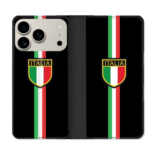 Housse cuir portefeuille Pour Iphone 17 Pro Voyage Italie 3 Noir