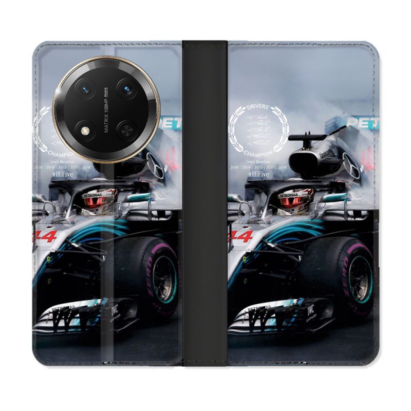 Housse cuir portefeuille Pour Honor Magic 7 Lite 5G Formule 1 F1 Mercedes Petronas