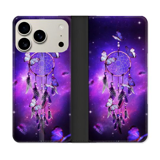 Housse cuir portefeuille Pour Iphone 17 Pro Zen Attrape Reve Papillon