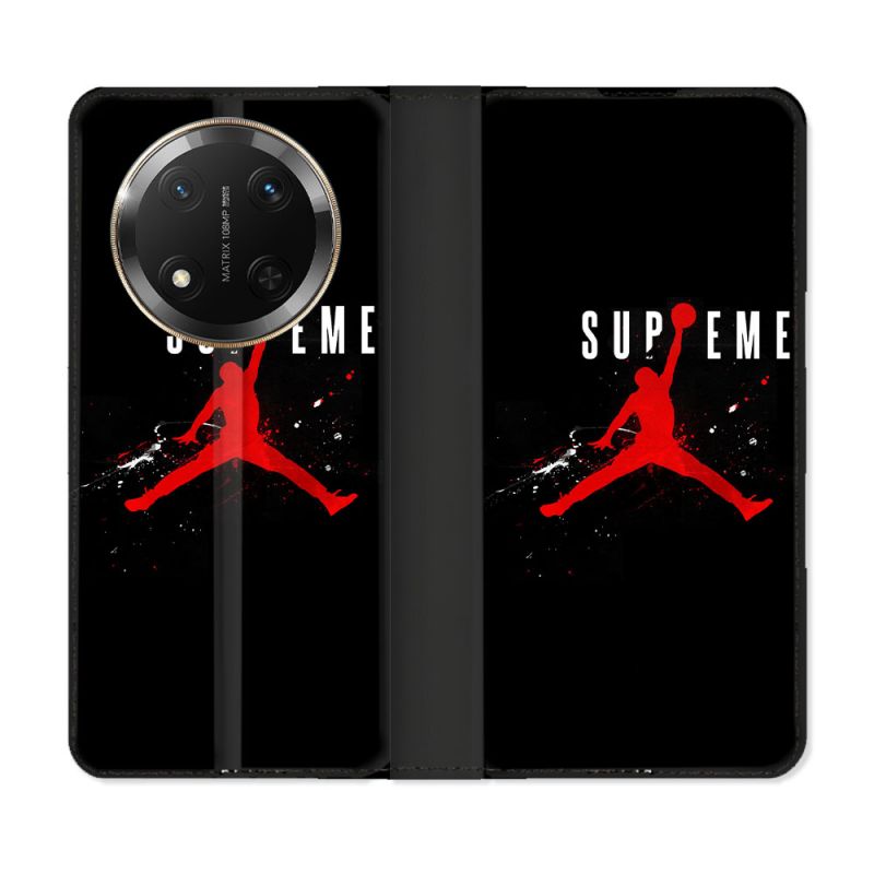 Housse cuir portefeuille Pour Honor Magic 7 Lite 5G Jordan Supreme Noir