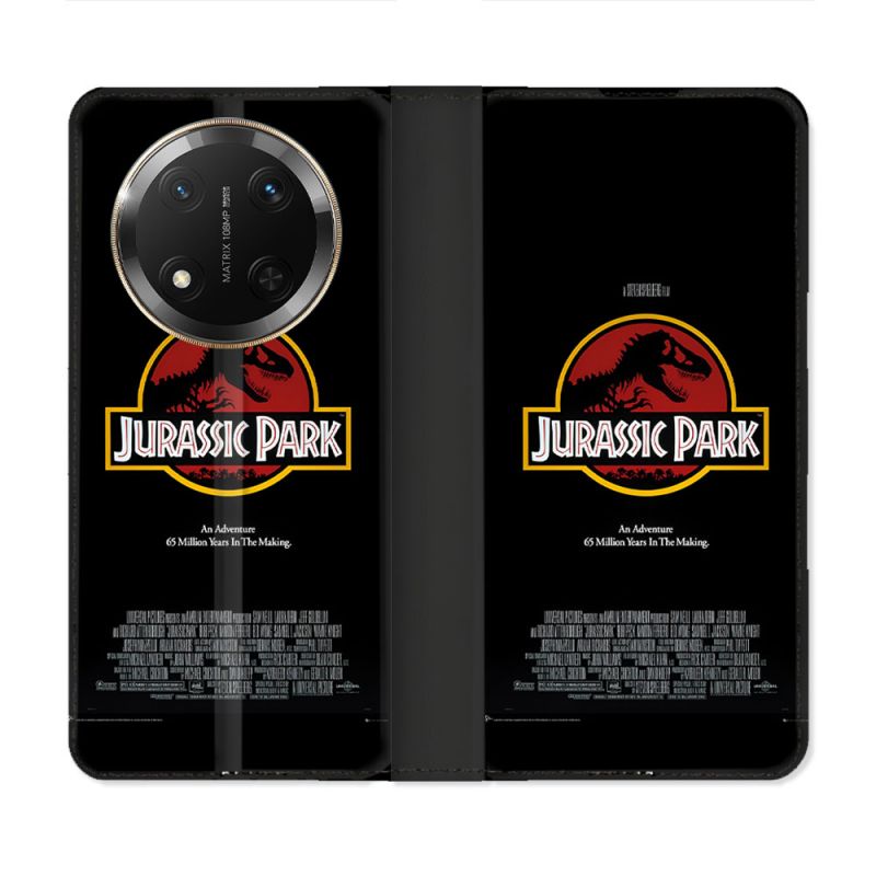 Housse cuir portefeuille Pour Honor Magic 7 Lite 5G Jurassic Park Affiche