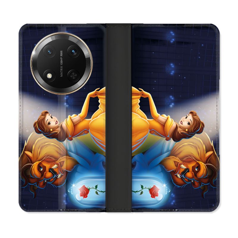 Housse cuir portefeuille Pour Honor Magic 7 Lite 5G La Belle et La Bête