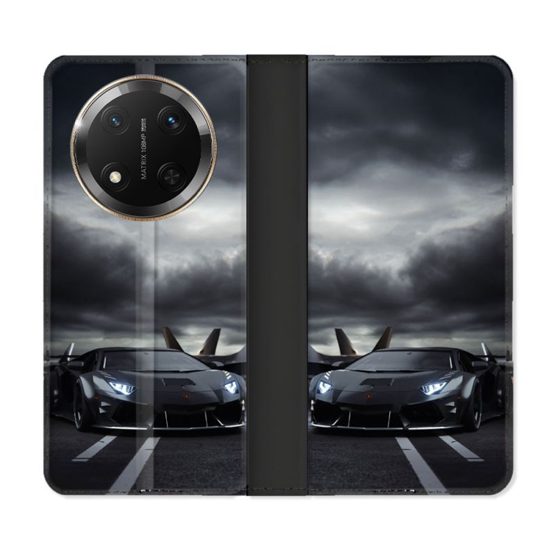 Housse cuir portefeuille Pour Honor Magic 7 Lite 5G Lamborghini Avion