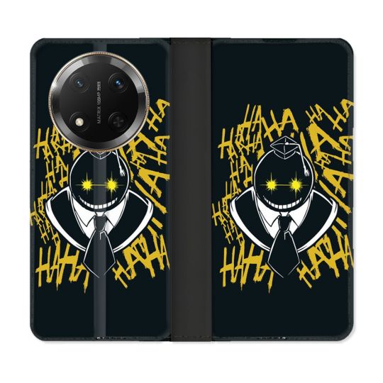 Housse cuir portefeuille Pour Honor Magic 7 Lite 5G Manga Assassination Classroom Kuro Noir