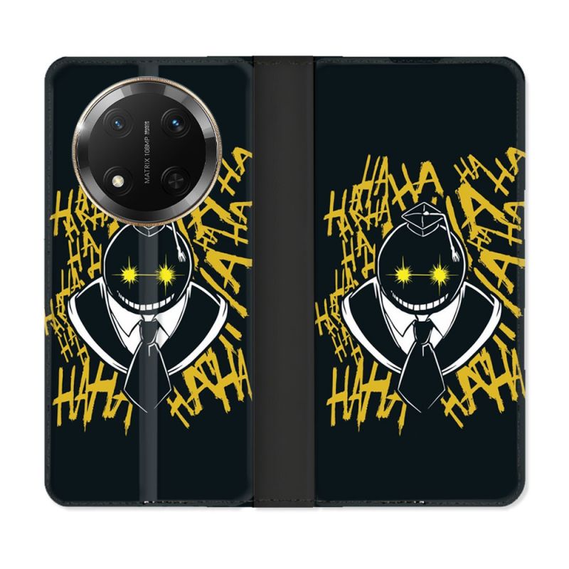 Housse cuir portefeuille Pour Honor Magic 7 Lite 5G Manga Assassination Classroom Kuro Noir