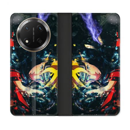 Housse cuir portefeuille Pour Honor Magic 7 Lite 5G Manga Boruto Eclair