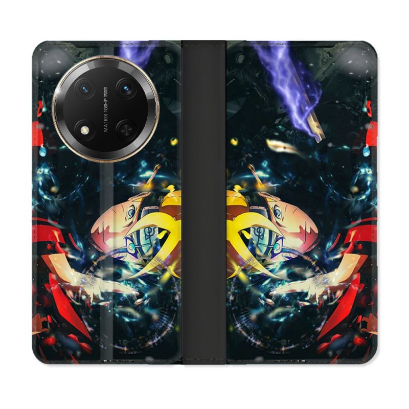 Housse cuir portefeuille Pour Honor Magic 7 Lite 5G Manga Boruto Eclair