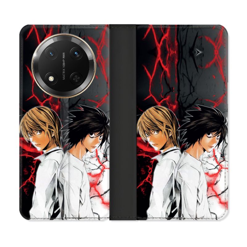 Housse cuir portefeuille Pour Honor Magic 7 Lite 5G Manga Death Note Duo