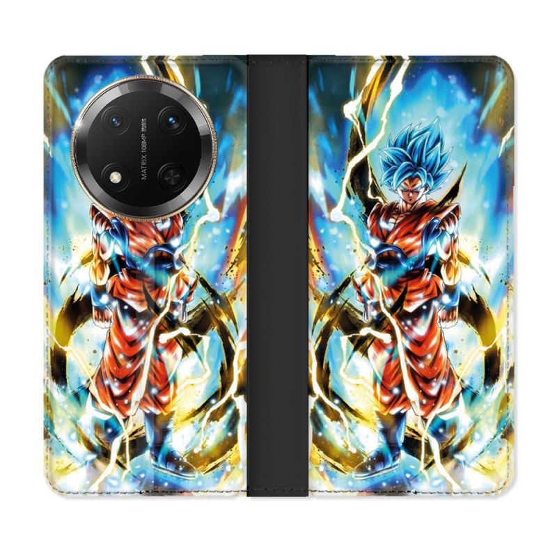 Housse cuir portefeuille Pour Honor Magic 7 Lite 5G Manga Dragon Ball Sangoku Blanc