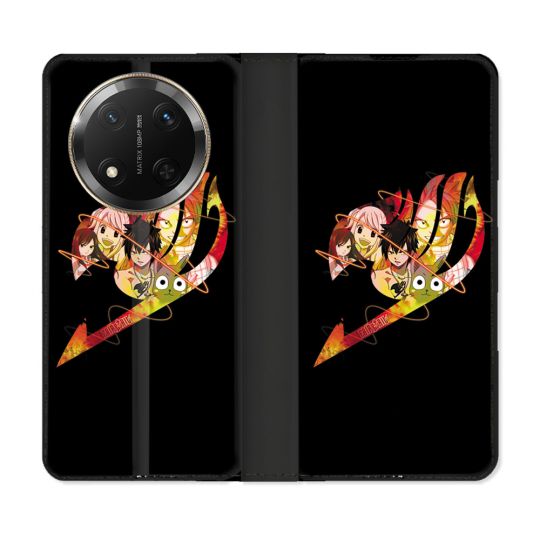 Housse cuir portefeuille Pour Honor Magic 7 Lite 5G Manga Fairy Tail Logo Noir
