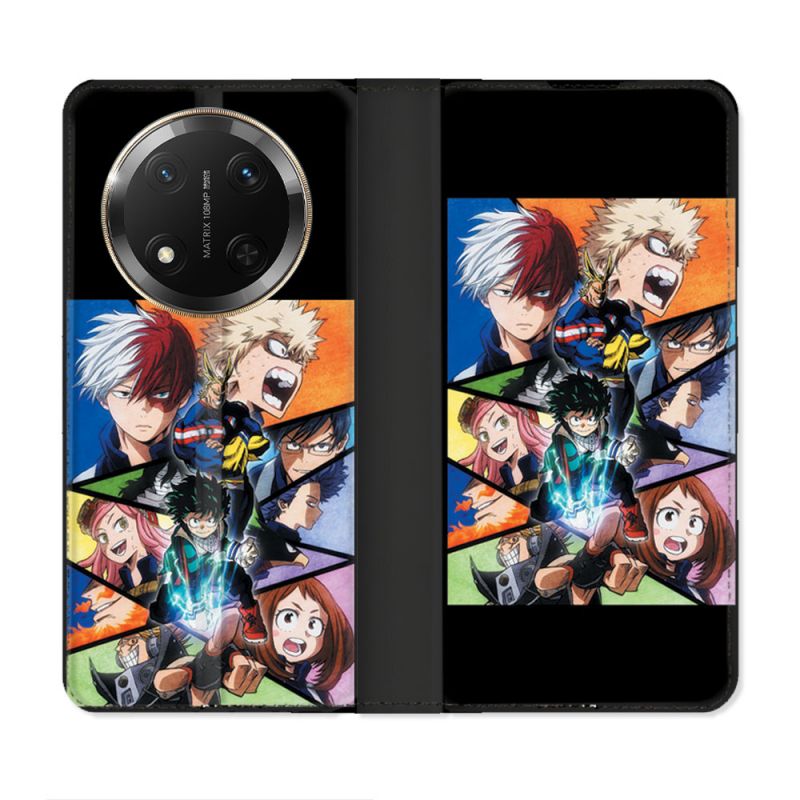 Housse cuir portefeuille Pour Honor Magic 7 Lite 5G Manga My Hero Academia Noir