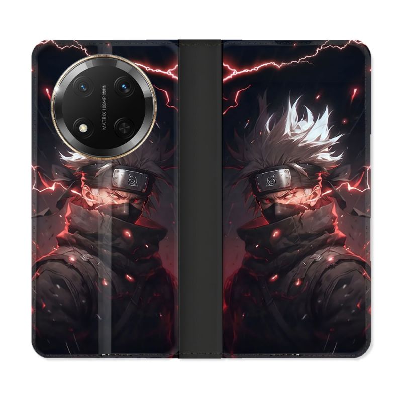 Housse cuir portefeuille Pour Honor Magic 7 Lite 5G Manga Naruto Kakashi Dark