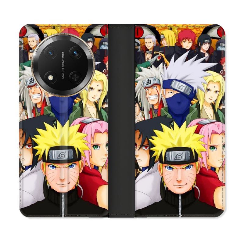 Housse cuir portefeuille Pour Honor Magic 7 Lite 5G Manga Naruto Team