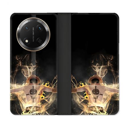Housse cuir portefeuille Pour Honor Magic 7 Lite 5G Manga One Piece Ace Noir