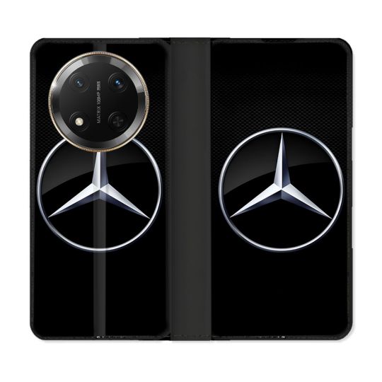 Housse cuir portefeuille Pour Honor Magic 7 Lite 5G Mercedes Carbone