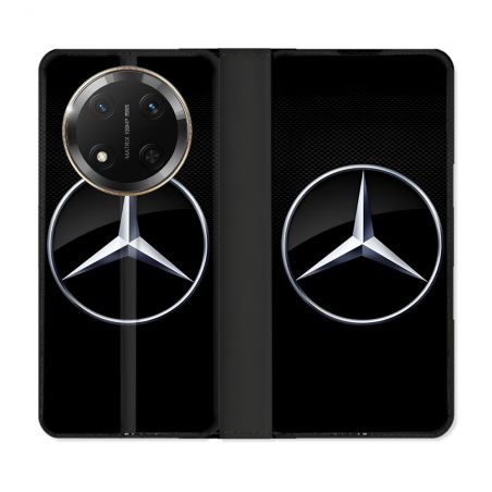 Housse cuir portefeuille Pour Honor Magic 7 Lite 5G Mercedes Carbone