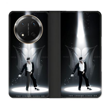 Housse cuir portefeuille Pour Honor Magic 7 Lite 5G Michael Jackson Noir