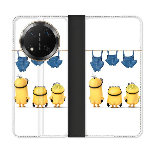 Housse cuir portefeuille Pour Honor Magic 7 Lite 5G Minions Nus
